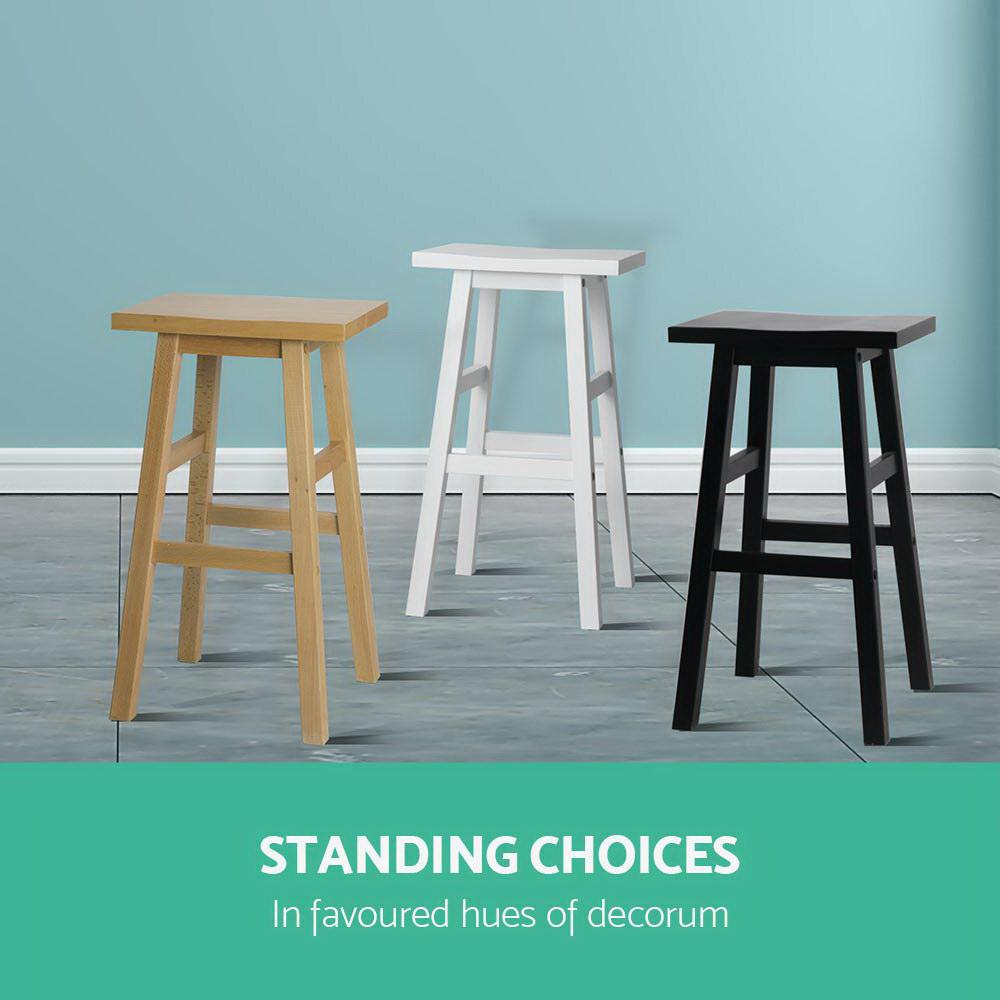 set of 4 Wooden Bar Stools Kitchen Bar Stool Chairs Barstools Black - BSR