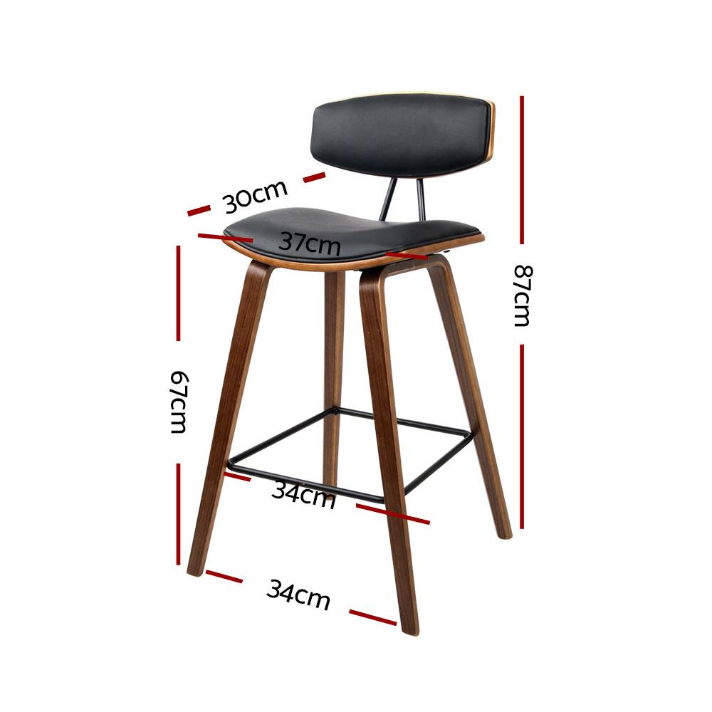 set of 4 Wooden Bar Stools Kitchen Bar Stool Dining Chair Cafe Wood Black - BSR