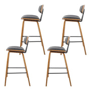 set of 4 Wooden Bar Stools Kitchen Bar Stool Dining Chair Cafe Wood Black - BSR
