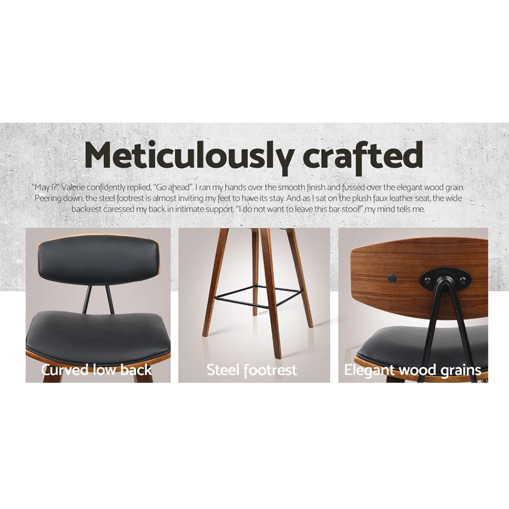 set of 4 Wooden Bar Stools Kitchen Bar Stool Dining Chair Cafe Wood Black - BSR