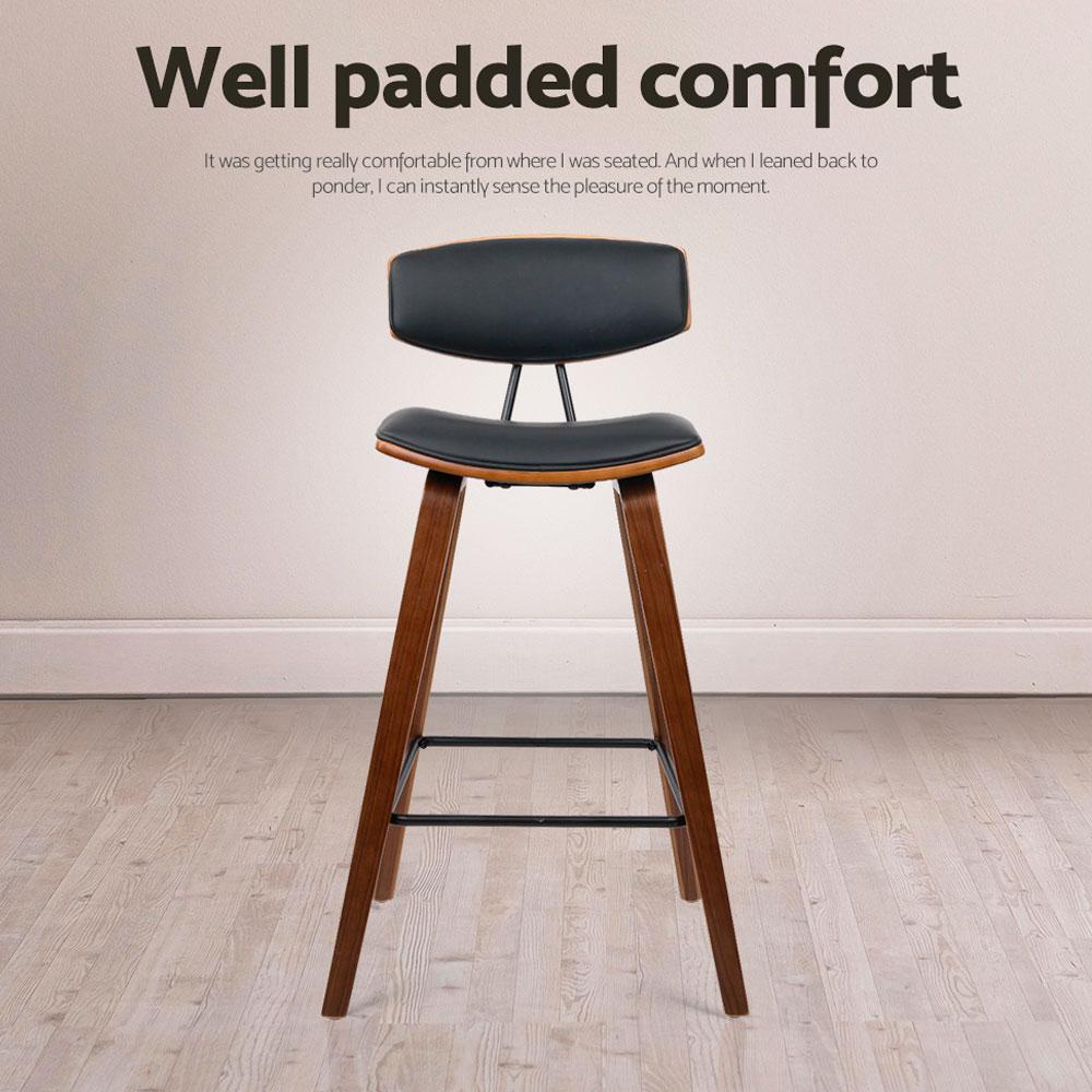 set of 4 Wooden Bar Stools Kitchen Bar Stool Dining Chair Cafe Wood Black - BSR