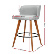 set of 4 Wooden Bar Stools Modern Bar Stool Kitchen Dining Chairs Cafe Grey - BSR