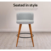 set of 4 Wooden Bar Stools Modern Bar Stool Kitchen Dining Chairs Cafe Grey - BSR