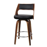 Set of 4 Wooden Bar Stools Swivel Bar Stool Kitchen Dining Chair Cafe Black 76cm - BSR