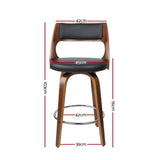 Set of 4 Wooden Bar Stools Swivel Bar Stool Kitchen Dining Chair Cafe Black 76cm - BSR