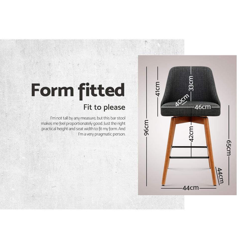 set of 4 Wooden Bar Stools Swivel Bar Stool Kitchen Dining Chairs Cafe Charcoal - BSR