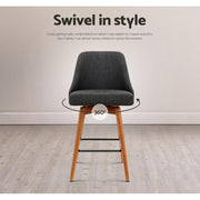 set of 4 Wooden Bar Stools Swivel Bar Stool Kitchen Dining Chairs Cafe Charcoal - BSR