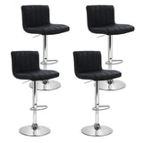 Set of 4 PU Leather Bar Stools Kitchen Chair Bar Stool Black Lana Gas Lift Swivel - BSR