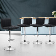 Set of 4 PU Leather Bar Stools Kitchen Chair Bar Stool Black Lana Gas Lift Swivel - BSR