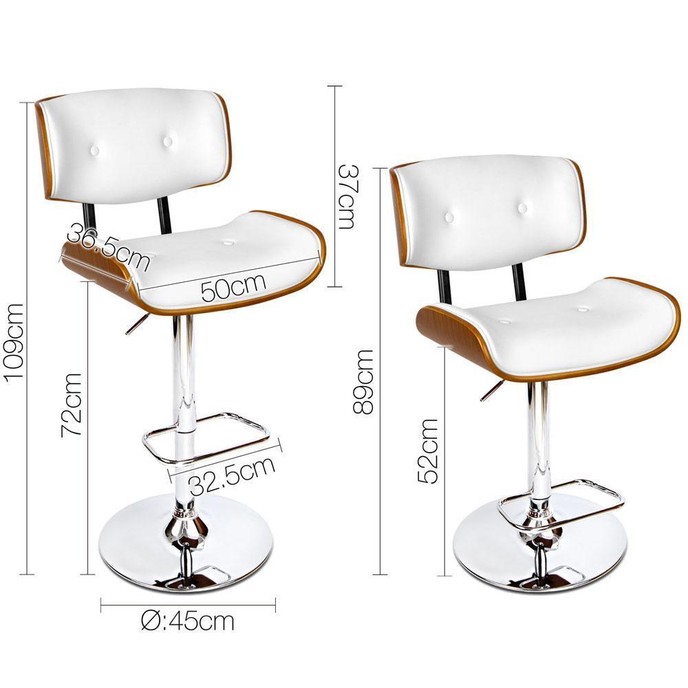 Wooden Gas Lift  Bar Stools - White - BSR