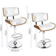 Wooden Gas Lift  Bar Stools - White - BSR