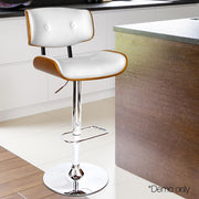 Wooden Gas Lift  Bar Stools - White - BSR