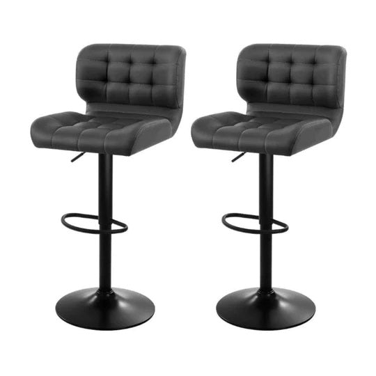 Elara PU Leather Gas-Lift Swivel Kitchen Bar Stool Set of 2 – Grey
