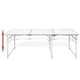 Foldable Camping Table Set with 6 Stools Height Adjustable 180x60cm - BSR