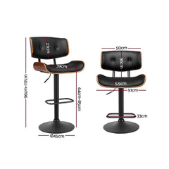 Kitchen Bar Stool Gas Lift Stool Chairs Swivel Barstool PU Leather Black x1 - BSR