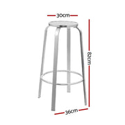 Gardeon Set of 2 Outdoor Bar Stools Patio Furniture Indoor Bistro Kitchen Aluminum - BSR