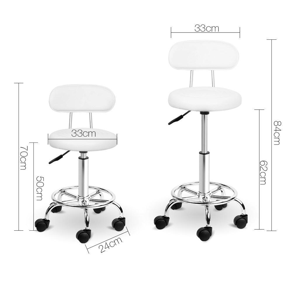 PU Leather Swivel Salon Stool - White - BSR
