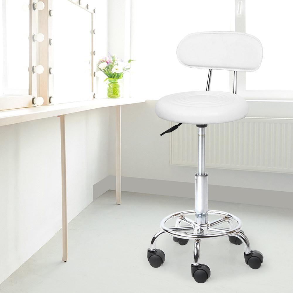 PU Leather Swivel Salon Stool - White - BSR