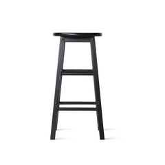 Set of 2 Beech Wood Backless Bar Stools - Black - BSR