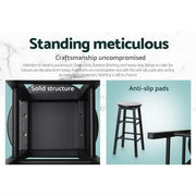 Set of 2 Beech Wood Backless Bar Stools - Black - BSR