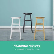 Set of 2 Beech Wood Backless Bar Stools - Black - BSR