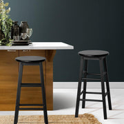 Set of 2 Beech Wood Backless Bar Stools - Black - BSR