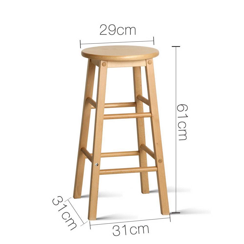 Set of 2 Beech Wood Backless Bar Stools - Natural - BSR