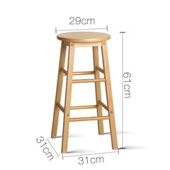 Set of 2 Beech Wood Backless Bar Stools - Natural - BSR