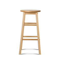 Set of 2 Beech Wood Backless Bar Stools - Natural - BSR