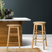 Set of 2 Beech Wood Backless Bar Stools - Natural - BSR