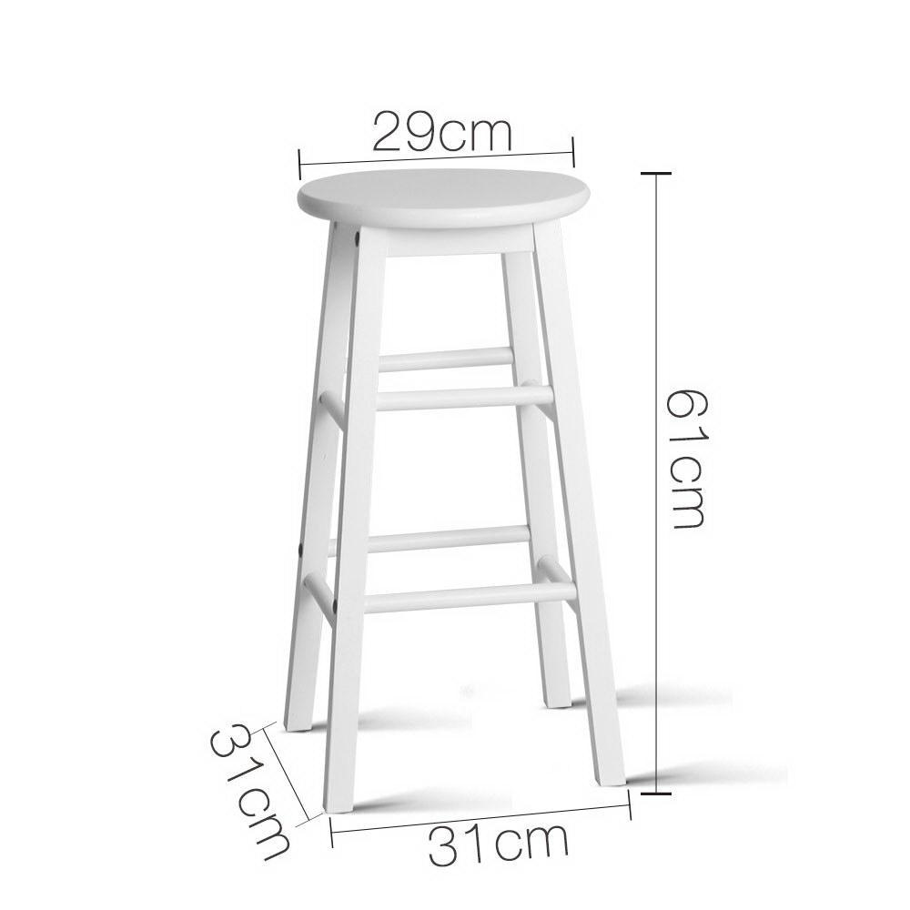 Set of 2 Beech Wood Backless Bar Stools - White - BSR