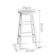 Set of 2 Beech Wood Backless Bar Stools - White - BSR