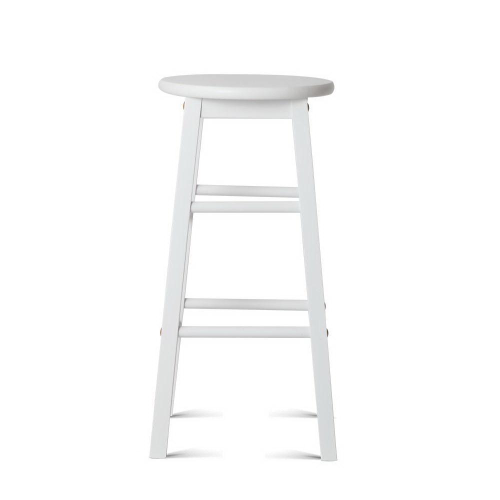 Set of 2 Beech Wood Backless Bar Stools - White - BSR