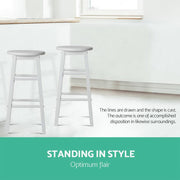 Set of 2 Beech Wood Backless Bar Stools - White - BSR