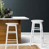Set of 2 Beech Wood Backless Bar Stools - White - BSR