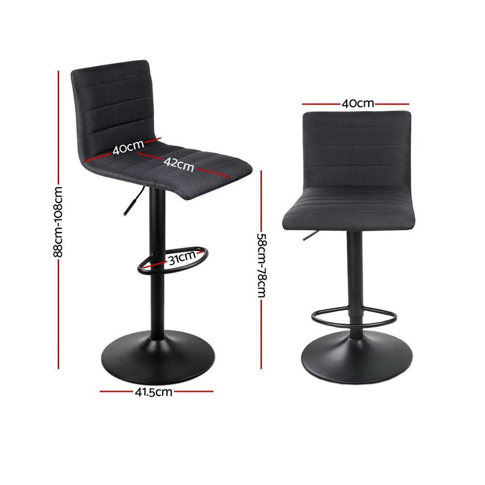 Set of 2 Fabric Bar Stools - Black - BSR