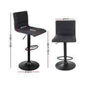 Set of 2 Fabric Bar Stools - Black - BSR