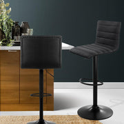 Set of 2 Fabric Bar Stools - Black - BSR