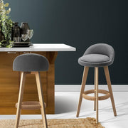 Set of 2 Fabric Bar Stools-Grey - BSR