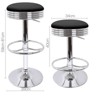 Set of 2 PU Leather Backless Bar Stools - Black - BSR