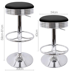 Set of 2 PU Leather Backless Bar Stools - Black - BSR