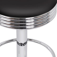 Set of 2 PU Leather Backless Bar Stools - Black - BSR