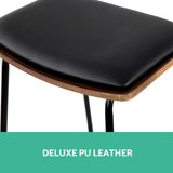 Set of 2 PU Leather Backless Bar Stools - Black - BSR