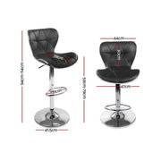 Set of 2 PU Leather Bar Stools - Black - BSR