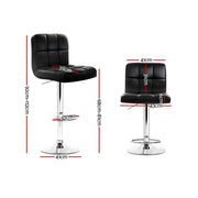 Set of 2 PU Leather Bar Stools - Black - BSR