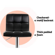Set of 2 PU Leather Bar Stools - Black - BSR