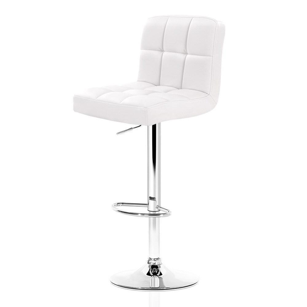 Set of 2 PU Leather Bar Stools - White - BSR