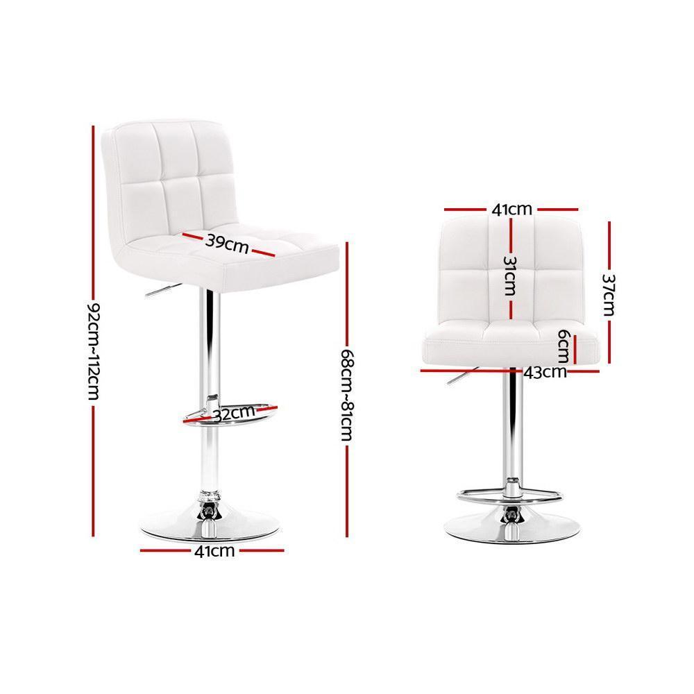Set of 2 PU Leather Bar Stools - White - BSR