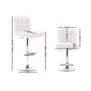 Set of 2 PU Leather Bar Stools - White - BSR