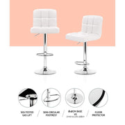 Set of 2 PU Leather Bar Stools - White - BSR